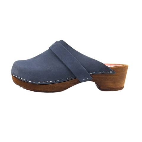 Dina Swedish clogs blue with nubuck leather