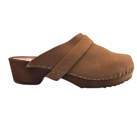 Dina Swedish clogs Classic brown with nubuck leather