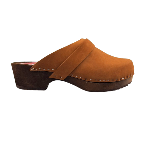 Dina Swedish clogs cognac with nubuck leather