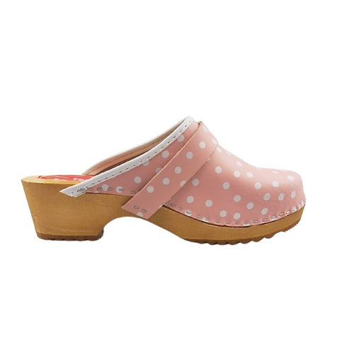 Dina Swedish clogs pink with dots
