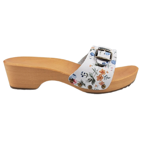 Dina wooden Sandals flowers