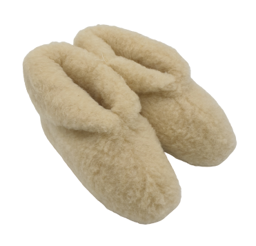 Wool indoor slippers folded collar white