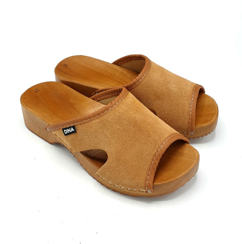 Dina wooden Sandals beige suede