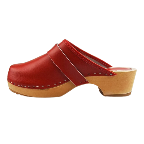 Dina Swedish clogs plain red