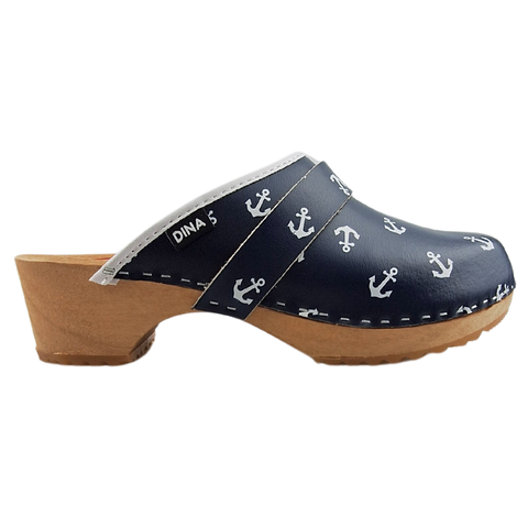 Dina Swedish clogs blue with anchors