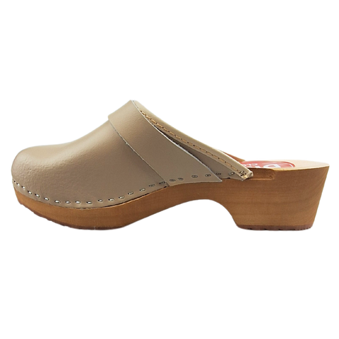 Dina Swedish clogs Cream - real leather